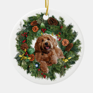 Ceramic Ornament w/ golden doodle