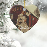 Ceramic Ornament wedding name first christmas<br><div class="desc">Ceramic Ornament to remember that specfial day. Designed for the modern couple seeking elegance and simplicity. This beautifully crafted ornament features a clean, sophisticated look with a silhouette of a wedding dress, capturing the essence of your special day in a timeless design. The frase "we did" on the front playing...</div>