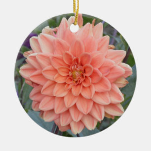 Ceramic ornament with blush dahlia