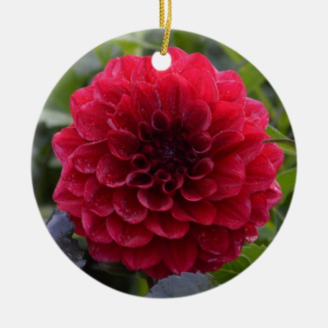 Ceramic ornament with red dahlia (Front)