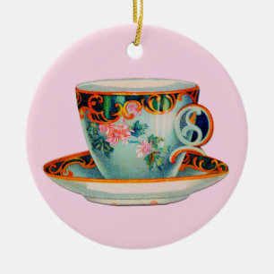 CERAMIC ORNAMENT WITH VINTAGE TEACUP