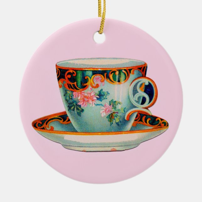 CERAMIC ORNAMENT WITH VINTAGE TEACUP (Front)