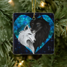 Ceramic Ornament - Wolf Heart