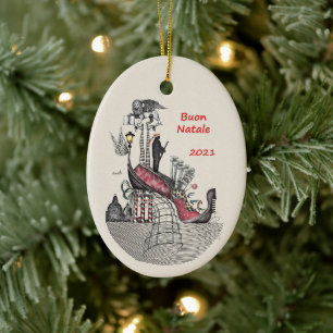 Ceramic Oval Ornament-Venice Italy Tree Decoration