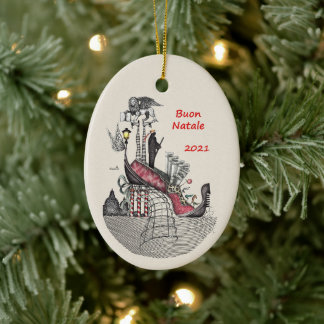 Ceramic Oval Ornament-Venice Italy Tree Decoration