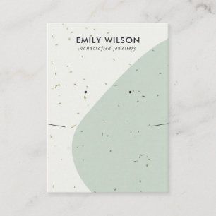 Ceramic Pale Green Wave Necklace Earring Display Business Card