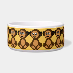 Ceramic Pet Bowl, Graphic Monkey