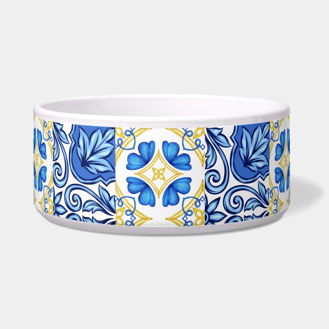 Ceramic Pet Bowl with pictures of Portuguese tiles (Front)