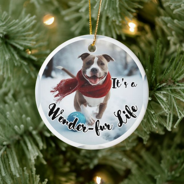 Ceramic Pitbull Christmas tree ornament (Tree)