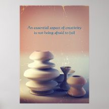 Ceramic Pottery Still Life II Blue Orange Sunset