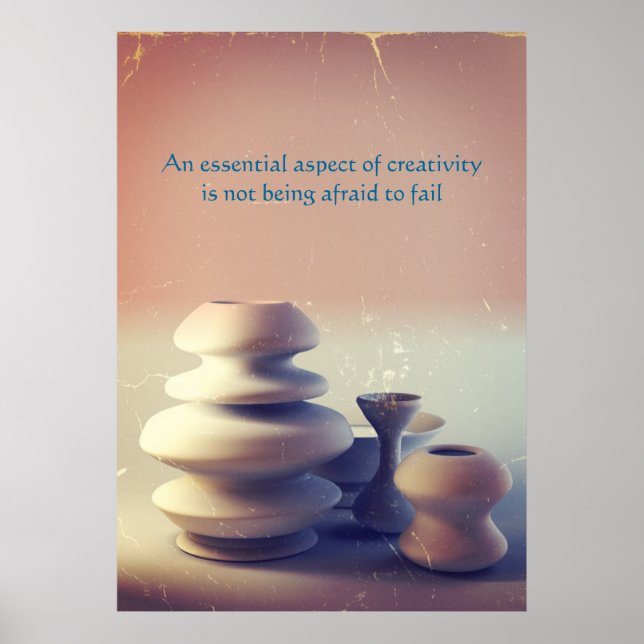 Ceramic Pottery Still Life II Blue Orange Sunset Poster (Front)