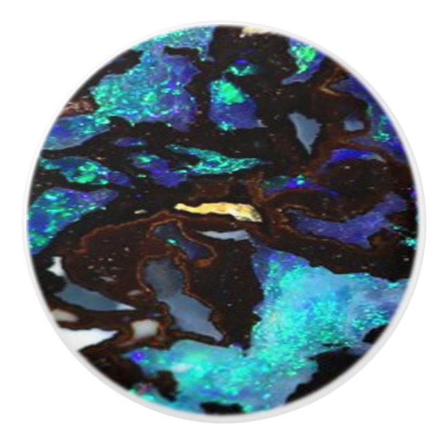 Ceramic Pull - Black & Blue Opal (Front)