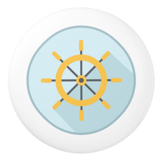 Ceramic Pull, Coastal Living Design, Ships Wheel Knob (Front)