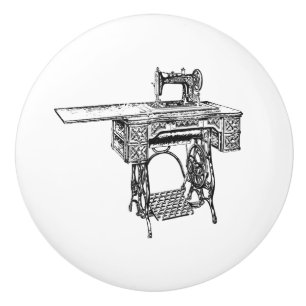 Ceramic Pull - Vintage Sewing Theme, Singer