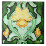 Ceramic rile - Art Nouveau Spring Daffodil Tile<br><div class="desc">Ceramic wall tile for the home.</div>