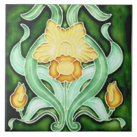 Ceramic rile - Art Nouveau Spring Daffodil