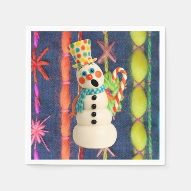 Ceramic Scarf Snowman Napkin (Front)