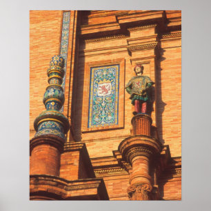 Ceramic statue detail on the Plaza de Espana in Poster