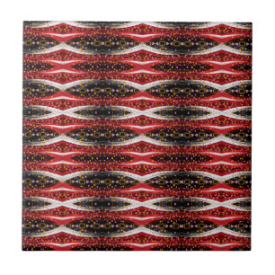 Ceramic Tile Abstract Red Black  White