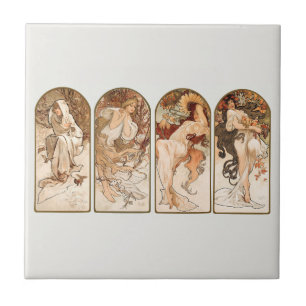 CERAMIC TILE : ALPHONS MARIA MUCHA : THE SEASONS