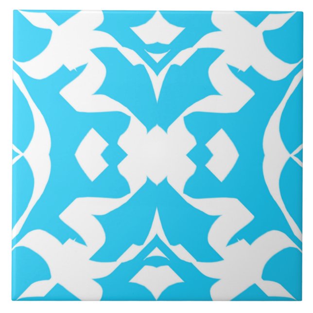 Ceramic Tile, An elegant teal and white design  Ce Tile (Front)
