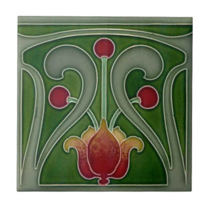 Ceramic Tile - Art Nouveau Fireplace or Wall Tile