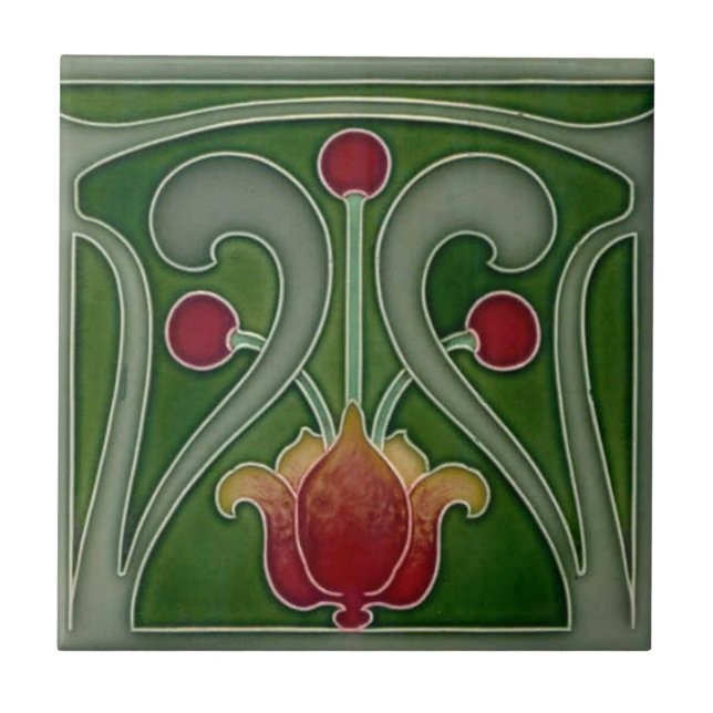 Ceramic Tile - Art Nouveau Fireplace or Wall Tile (Front)