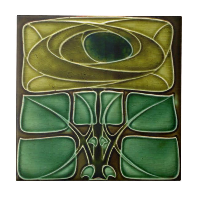 Ceramic Tile-Art Nouveau Floral Antique Wall Tile (Front)