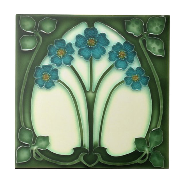 Ceramic Tile - Art Nouveau Forget Me Not (Front)