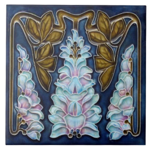 Ceramic Tile - Art Nouveau Foxglove Flowers