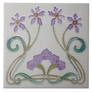 Ceramic Tile - Art Nouveau Lilac Flowers