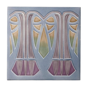 Ceramic Tile - Art Nouveau Pineapple Tree Lilac