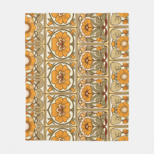 Ceramic Tile: Art Nouveau Style. Fleece Blanket