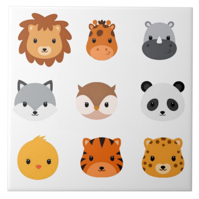 Ceramic tile - Baby Animal Heads 3 (Front)