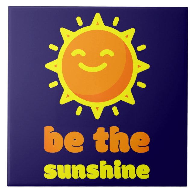 Ceramic Tile Be The Sunshine Navy Blue Sun (Front)