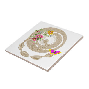 Ceramic Tile Beige Butterfly Floral