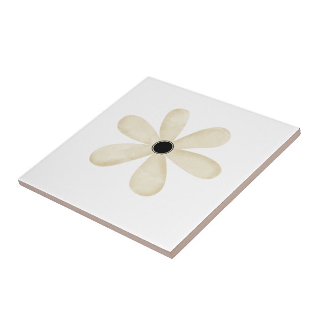 Ceramic Tile Beige Flower Floral  (Side)