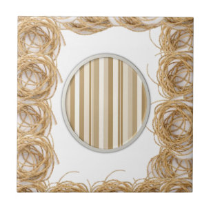 Ceramic Tile Beige Rope Stripe