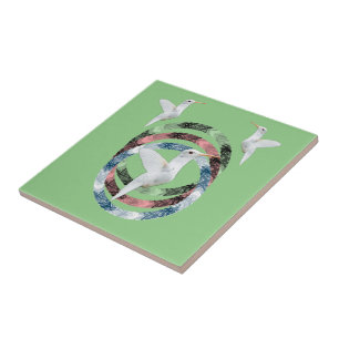 Ceramic Tile Birds Circles