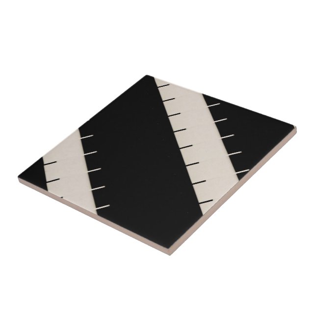 Ceramic Tile Black and Beige Stripe (Side)