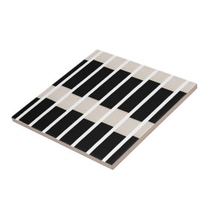 Ceramic Tile Black and Beige Stripe