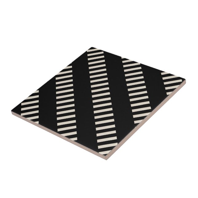 Ceramic Tile Black and Beige Stripe (Side)