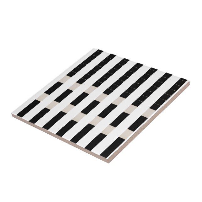Ceramic Tile Black and Beige Stripe (Side)