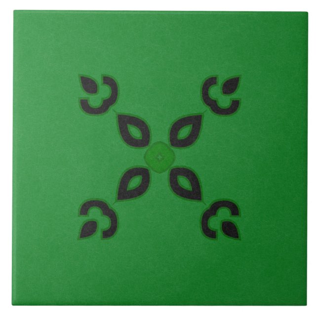 Ceramic Tile- Black and Green Textured Design Tile (Front)