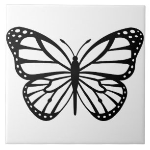 Ceramic Tile - Black and White Butterfly