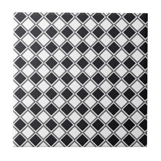 Ceramic Tile Black and White Diamond pattern (Front)