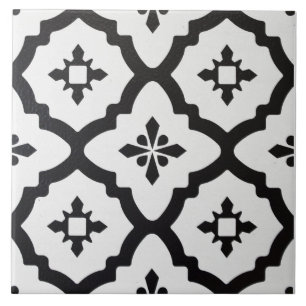 Ceramic Tile - Black and White Victorian Pattern