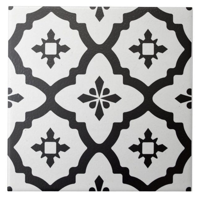 Ceramic Tile - Black and White Victorian Pattern (Front)