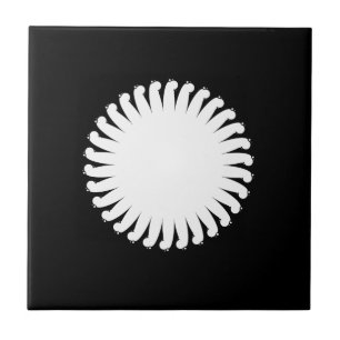 Ceramic Tile Black White Sun