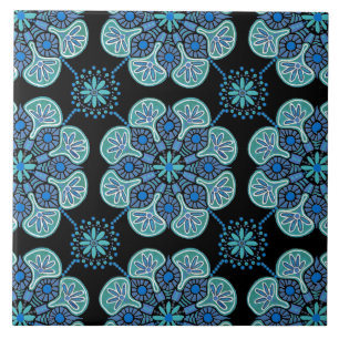Ceramic Tile blue and green repeating pattern